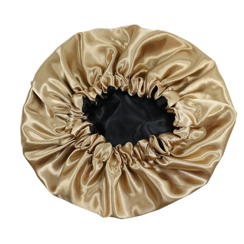 Cross-Border Source Of Double-Layer Satin Night Women's Long Hair Confinement Hair Care Chemotherapy Hat Wide-Brim Elastic Adjustment Buckle Hat
