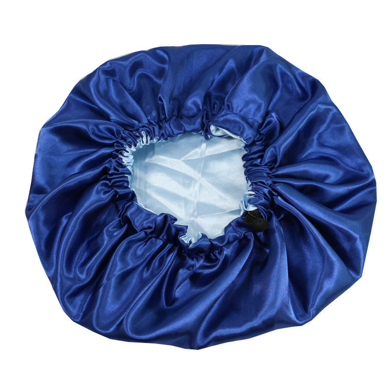 Cross-Border Source Of Double-Layer Satin Night Women's Long Hair Confinement Hair Care Chemotherapy Hat Wide-Brim Elastic Adjustment Buckle Hat