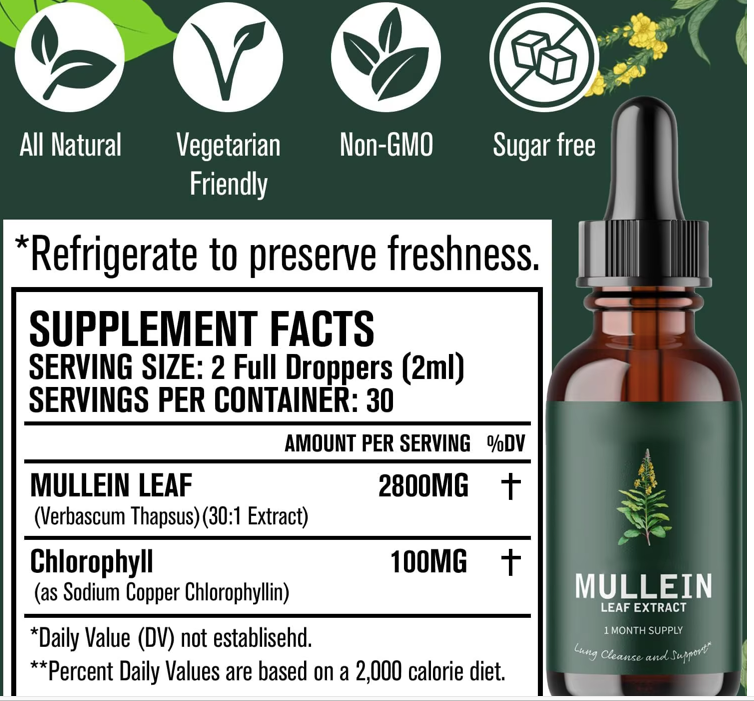 Better Lungs, Mullein Drop for Lungs - Lung Purification & Support - Respiratory Function for Healthy Breathing - Natural Supplement, Tincture Drops - Non-GMO, Vegetarian -1 Month Supply
