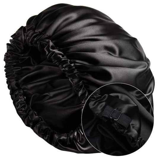 Cross-Border Source Of Double-Layer Satin Night Women's Long Hair Confinement Hair Care Chemotherapy Hat Wide-Brim Elastic Adjustment Buckle Hat