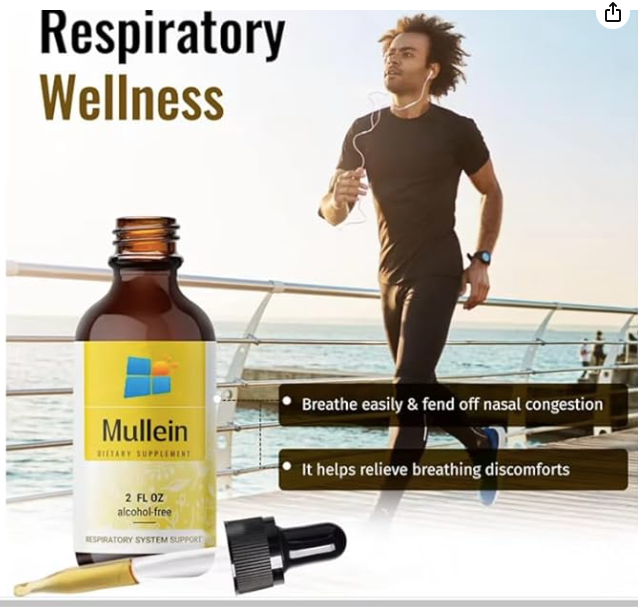Mullein Drop for Lungs, Immune Support – Mullein Leaf Extract Drop for Lungs Cleanse, Respiratory & Immune Support – No GMO, Alcohol, Sugar & Preservative – 2 Fl Oz
