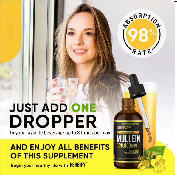 Mullein Leaf Drops for Lung Cleanse, Extract Tincture for Respiratory Health, Extra Strength Immune Support, Lung Cleanse, Detox & Respiratory Support Mullein Drops, American Quality 4Fl Oz