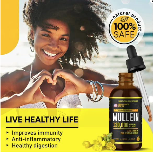 Mullein Leaf Drops for Lung Cleanse, Extract Tincture for Respiratory Health, Extra Strength Immune Support, Lung Cleanse, Detox & Respiratory Support Mullein Drops, American Quality 4Fl Oz