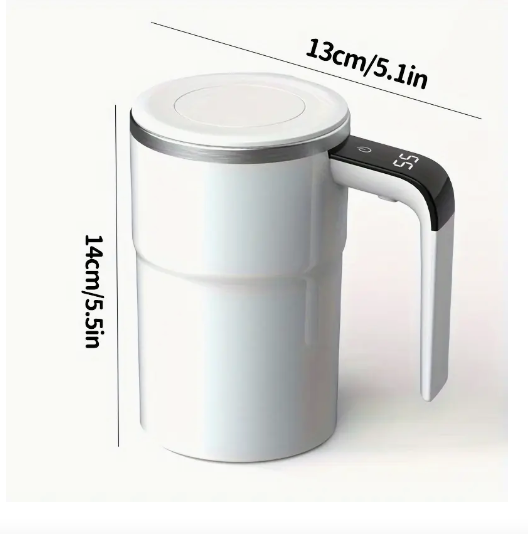 Self-Stirring Stainless Steel Electric Coffee Mug, Timer & Adjustable Speed Control with Long Lasting Battery, Automatic Magnetic Stirring Cup with Lid for Coffee, Tea & Hot Chocolate