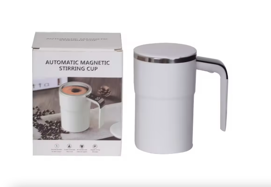 Self-Stirring Stainless Steel Electric Coffee Mug, Timer & Adjustable Speed Control with Long Lasting Battery, Automatic Magnetic Stirring Cup with Lid for Coffee, Tea & Hot Chocolate