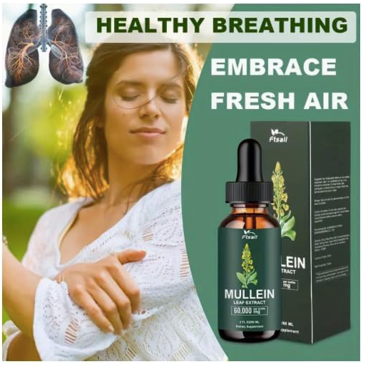 Mullein Lungs Drops No Chlorophyll – Made from Mullein Leaf Extract 60,000MG-Cleanse Lungs and Achieve Health Goals - Herbal Liquid Drops- Fast Absorption & Healthy Breathing-2 OZ