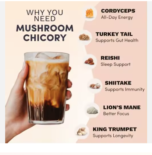 Ryze Chicory Organic Mushroom Coffee Substitute – Keto Decaf Chicory Blend with 6 Adaptogenic Mushrooms for Natural Energy, Focus & Gut Health | Caffeine-Free Coffee Alternative for Digestion & Wellness (30 Servings)