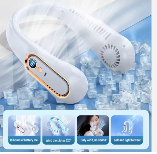 Stay Cool Anywhere—Even When the Heat Is Unbearable | Hands-Free Neck Fan with Instant Cooling, Rechargeable, Quiet & Lightweight for Travel, Work & Outdoor Use