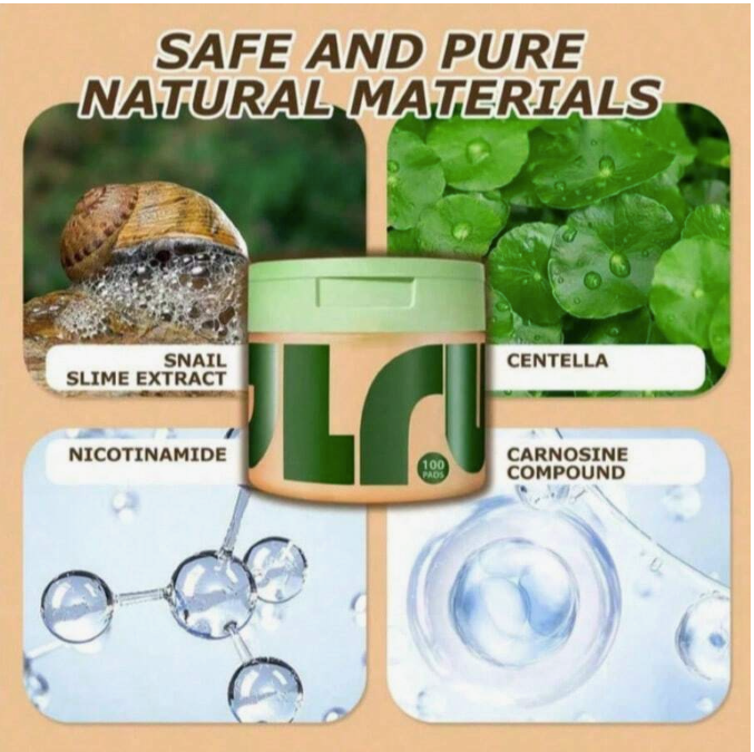 JIYU Toning Polish Pads Intensive Moisturizing(100 Pads) – Korean Skincare for Wrinkles, Dark Spots & Dull Skin | Snail Mucin, Niacinamide, Peptides & Centella | Hydrating Exfoliating Toner Pads for Smooth, Glowing, Even-Tone Skin