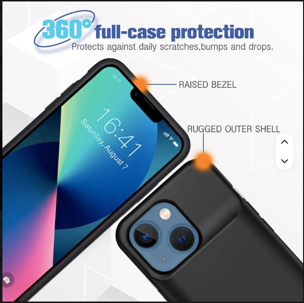 Rechargeable Slim Fold Battery Charger Case for iPhone 16/17 Pro Max – 360° Protection & Portable Power