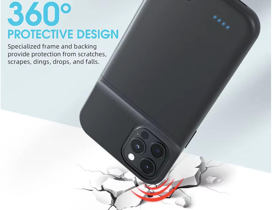Rechargeable Slim Fold Battery Charger Case for iPhone 16/17 Pro Max – 360° Protection & Portable Power