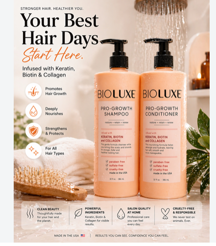 BioLuxe Pro-Growth Shampoo & Conditioner Set (32 fl oz) – Maximum Thickness & Anti-Breakage Formula