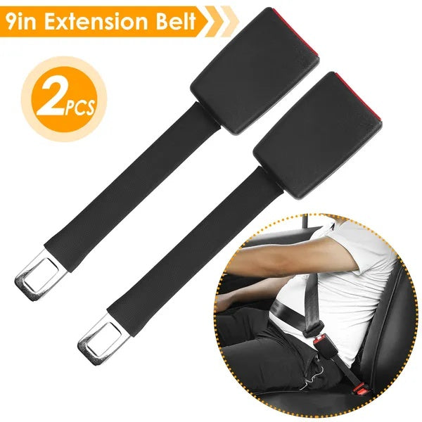 2Pcs Car Seat Belt Extender 9in Buckle Tongue Webbing Extension